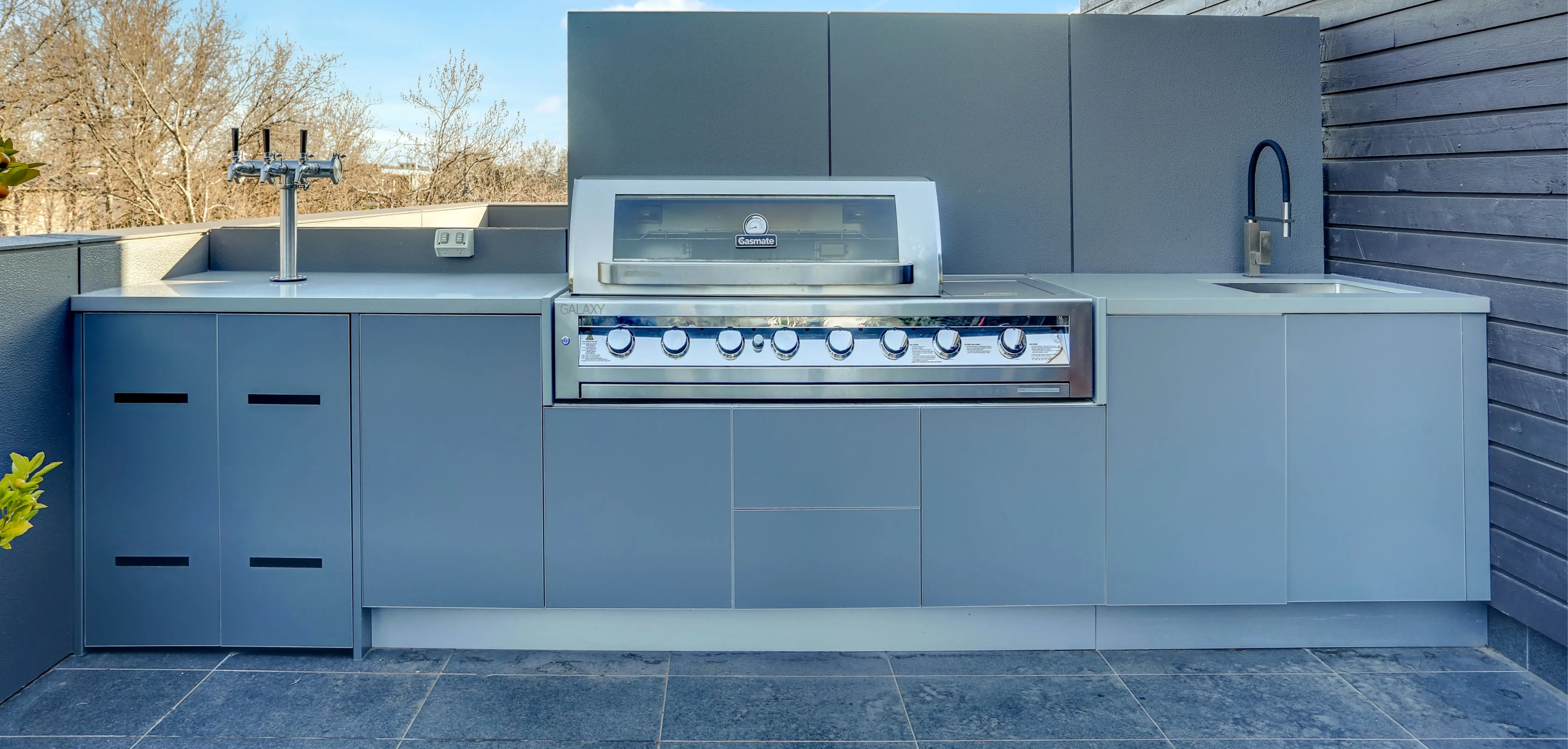 Gasmate 6 BNR BBQ Ash Grey Corian Dove Outdoor Kitchen HR1-1