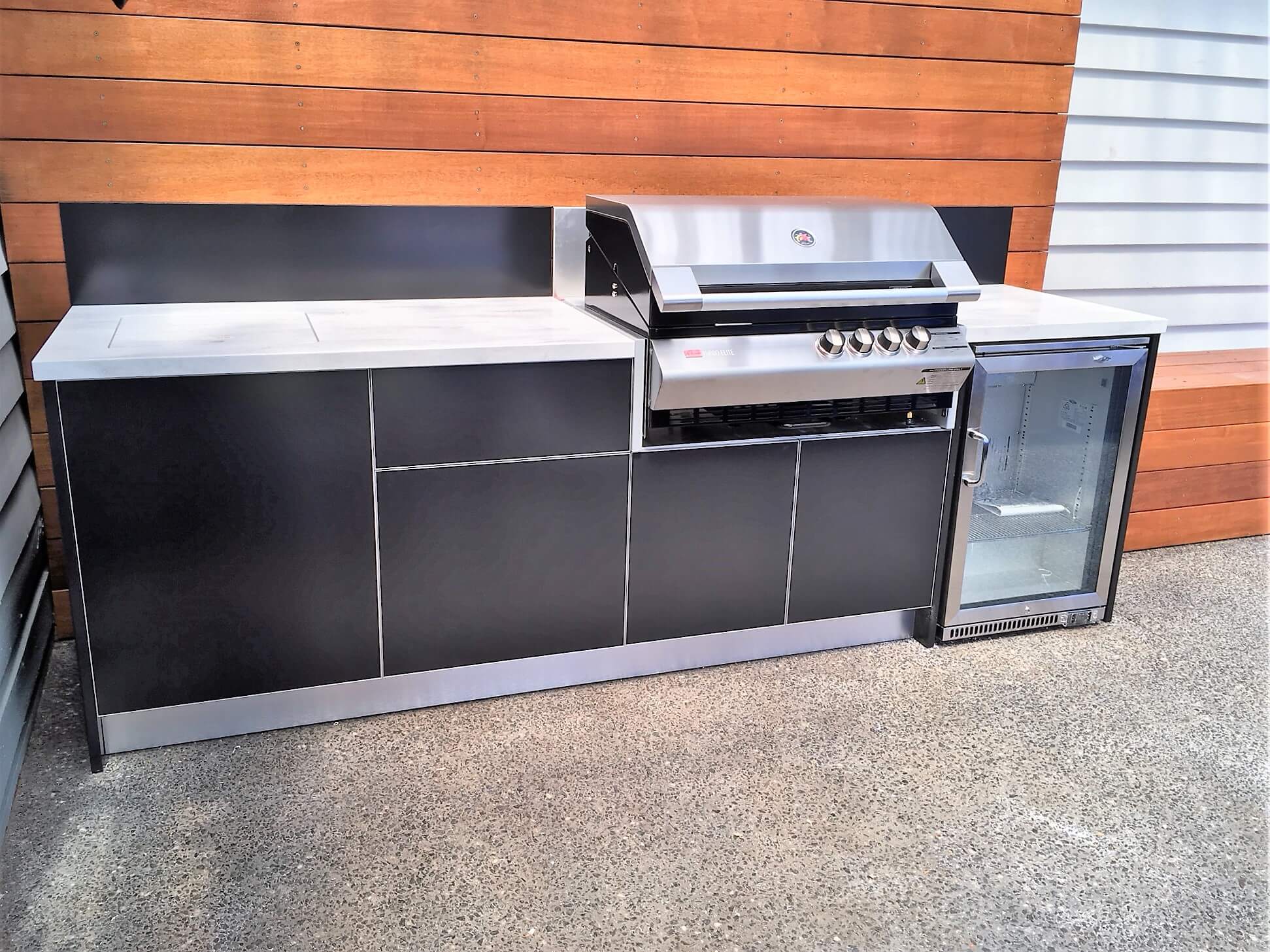 Turbo Elite BBQ Matte Black Corian Raincloud Chelsea Outdoor Kitchen Project