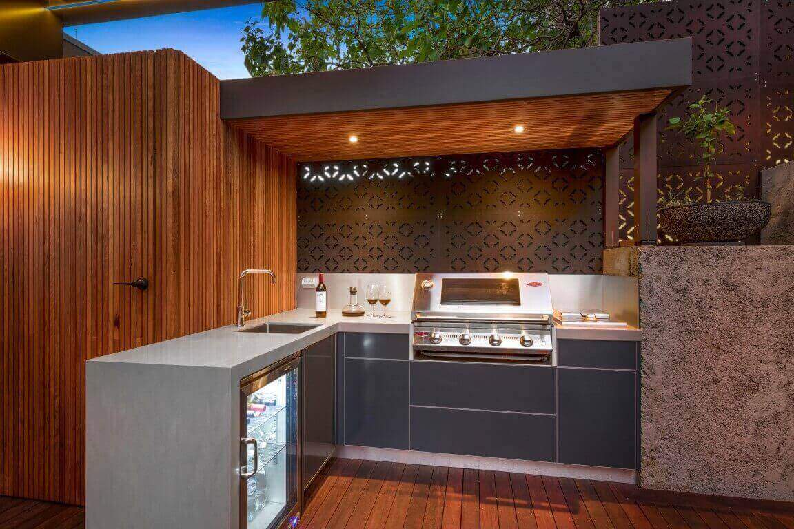 606-LimeTree Alfresco Beefeater Signature 3000SS Matte Steel Grey Corian Ash Concrete Outdoor Kitchen Ascot Vale 2