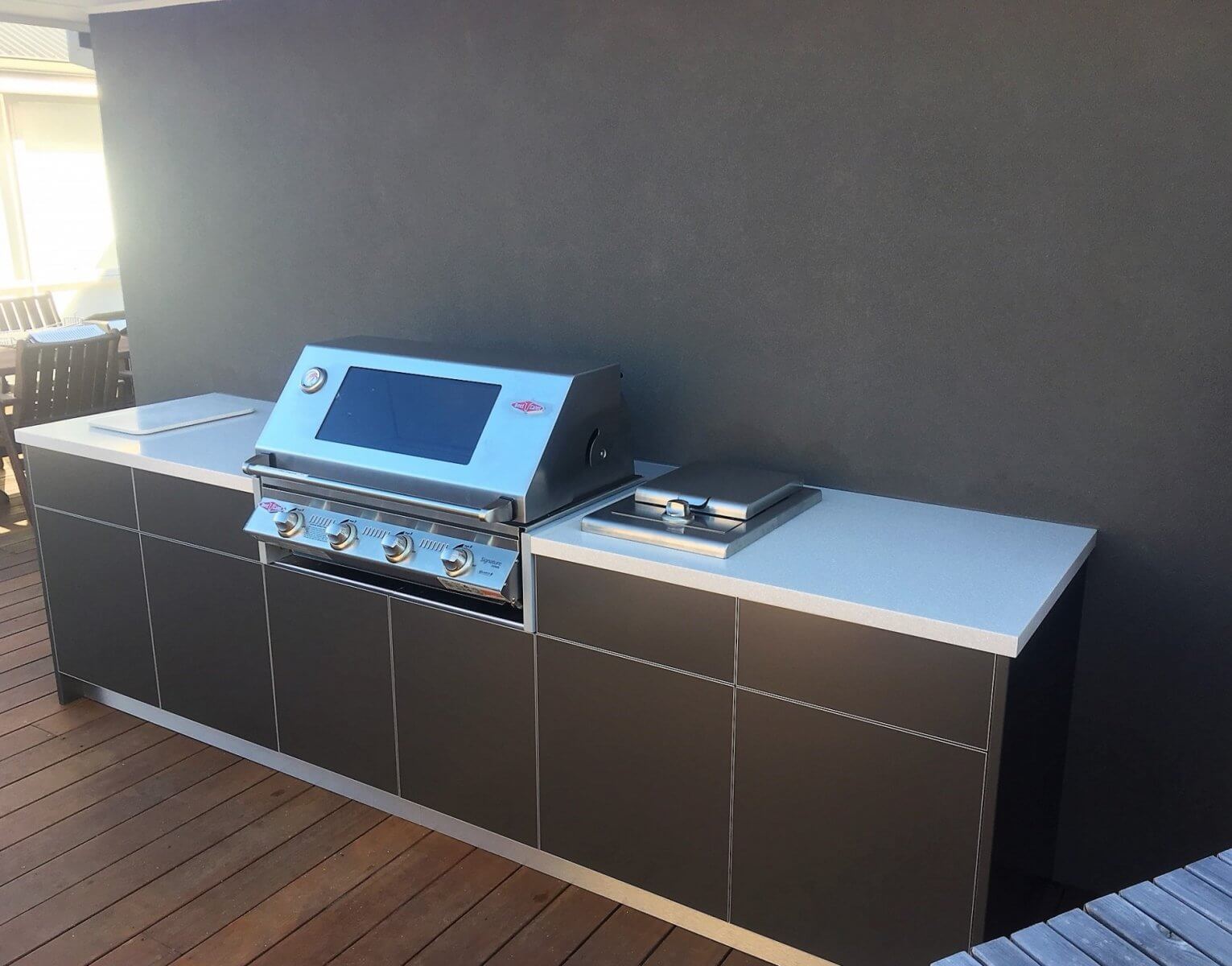 Beefeater Signature 3000S 4 Burner Metallic Charcoal Corian Savannah Outdoor Kitchen