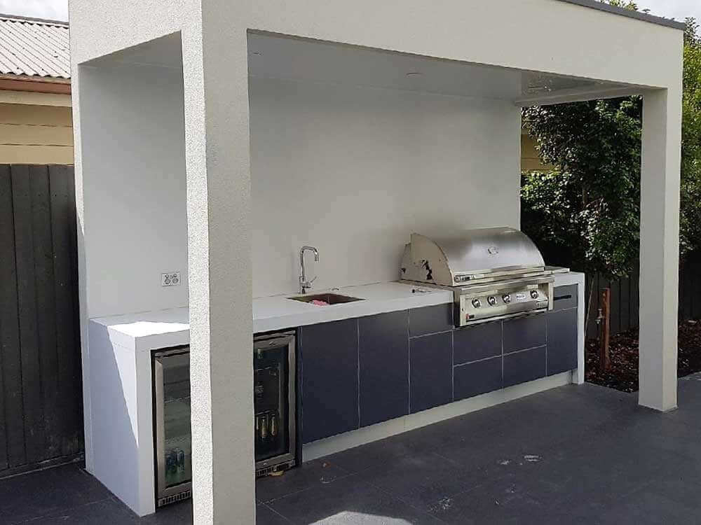 Grand Fire 42 Matte ACP Iron Grey Corian Designer White Outdoor Kitchen