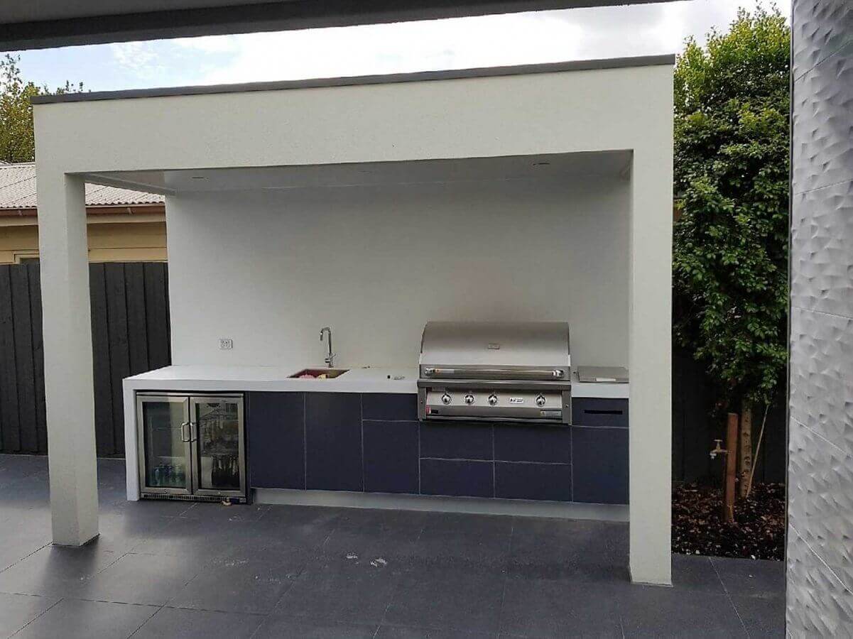 Grand Fire 42 Matte ACP Iron Grey Corian Designer White Outdoor Kitchen