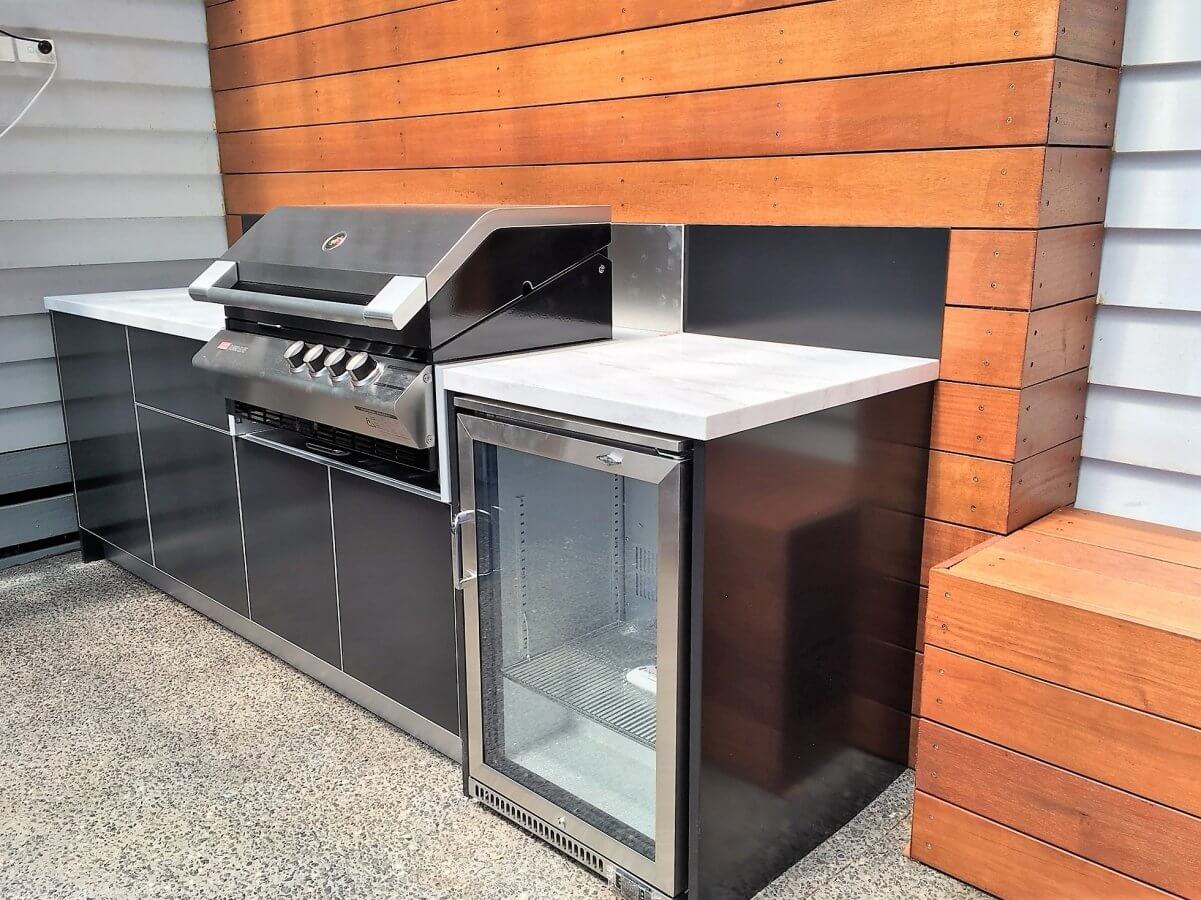 Turbo Elite BBQ Matte Black Corian Raincloud Chelsea Outdoor Kitchen