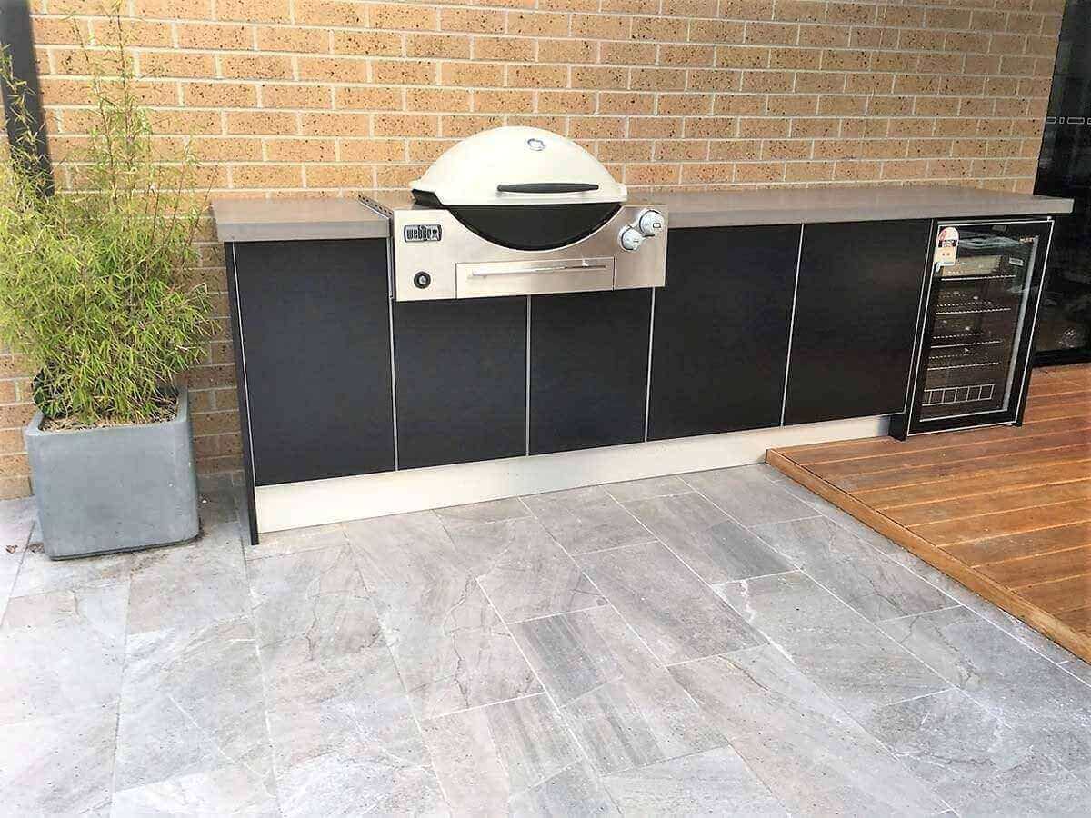 Matte Black Weber Q3600 Outdoor Kitchen