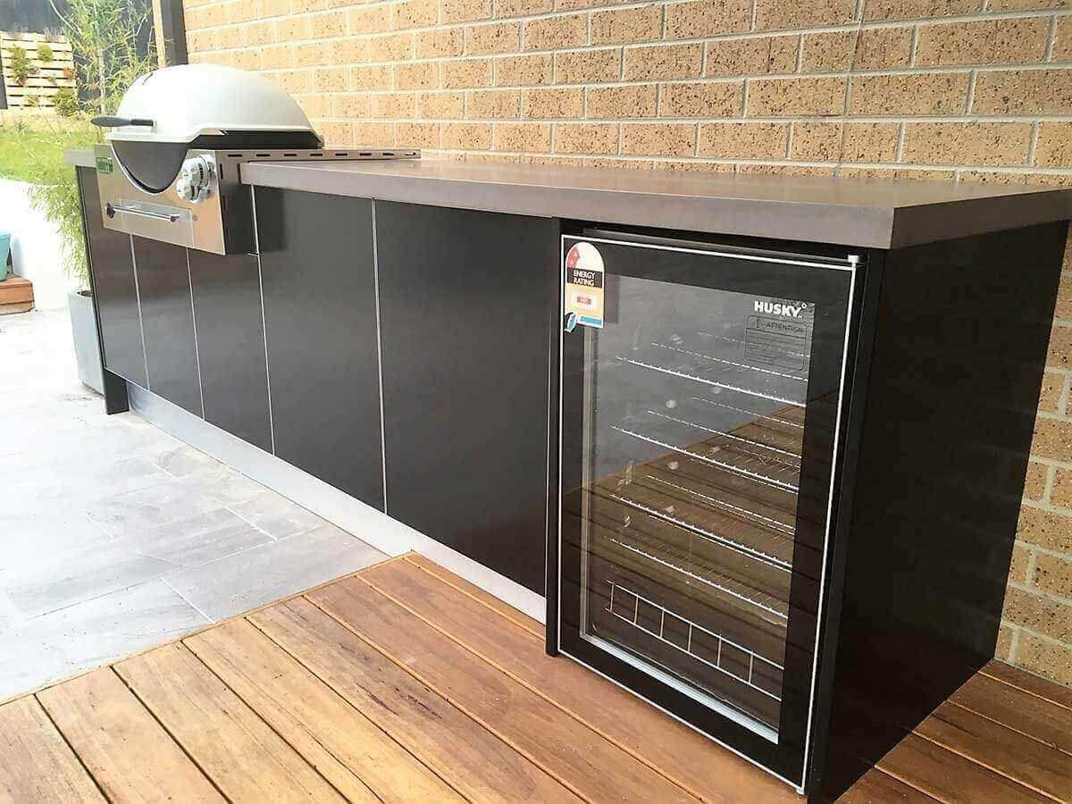 Matte Black Weber Q3600 Outdoor Kitchen