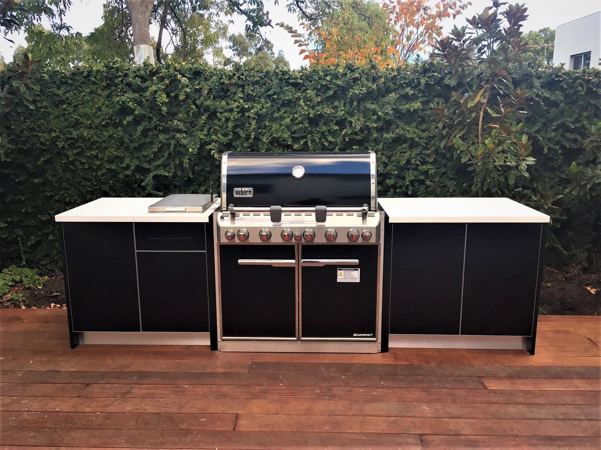 Weber Summit Matte Black Corian Dove Outdoor Kitchen By LimeTree Alfresco